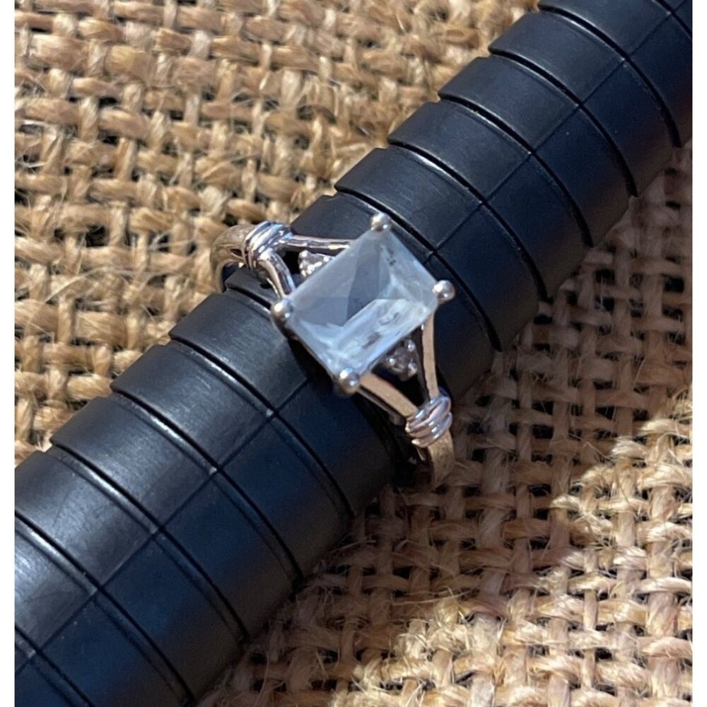 14k white Gold Aquamarine and Diamond Ring Signed Stunning Gift! Please Read - Picture 9 of 13
